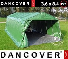 Tenda deposito 3,6x8,4x2,68m PVC, con pavimento, Verde/Grigio