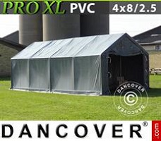Tenda deposito 4x8x2,5x3,6m, PVC, Grigio