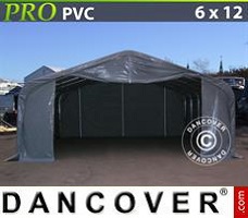 Tenda deposito 6x12x3,7m PVC, Grigio