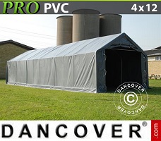 Tenda deposito 4x12x2x3,1m, PVC, Grigio