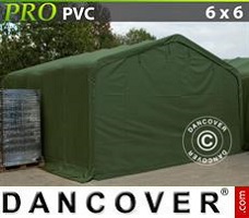 Tenda deposito 6x6x3,7m PVC, Verde