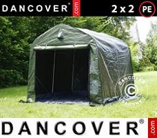 Tenda deposito 2x2x2m PE, con pavimento, Verde/grigio