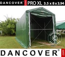 Tenda deposito 3,5x8x3,3x3,94m, PVC, Verde